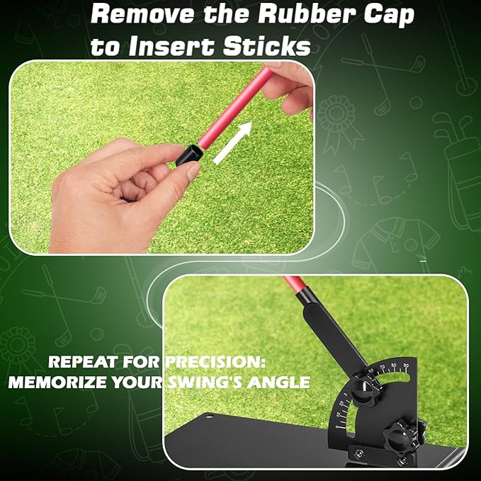 Pro Golf Alignment Sticks Holder – Adjustable Swing Plane Trainer with Weighted Base | Angle Plate Golf Training Aid for Swing Path, Putting & Aiming (Precise Scale Adjustment) (with Scale)