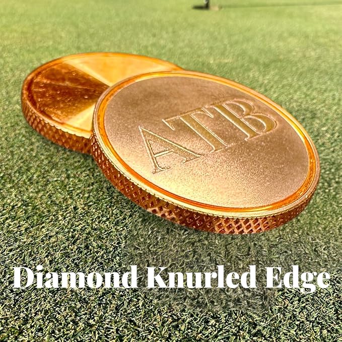 Personalized Golf Ball Marker Set of 2 - Solid Brass & Copper Golf Accessories for Men - Golf Gifts for Men & Golf Ball Marker - Unique Golf Gifts