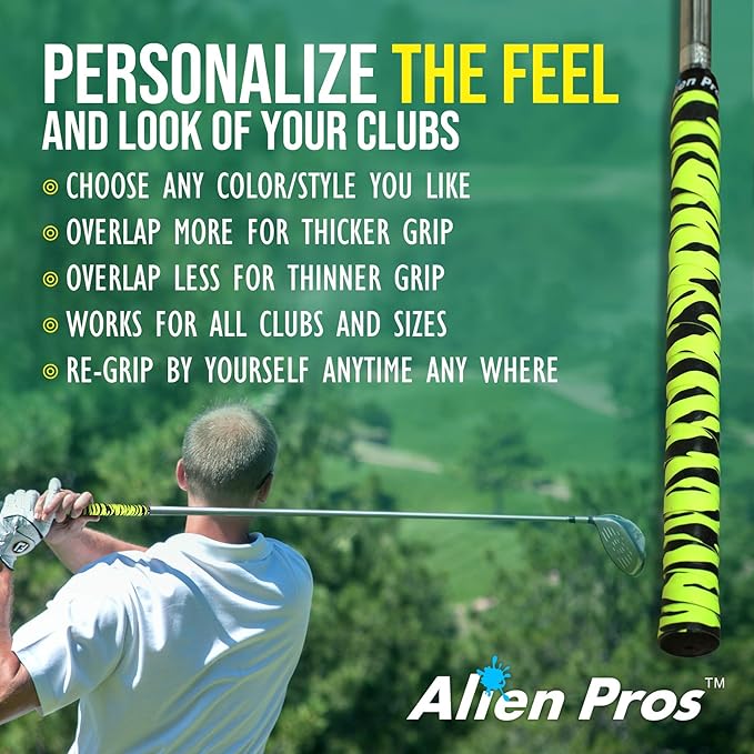 Alien Pros Golf Grip Wrapping Tapes - Innovative Golf Club Grip Solution - Enjoy a Fresh New Grip Feel in Less Than 1 Minute