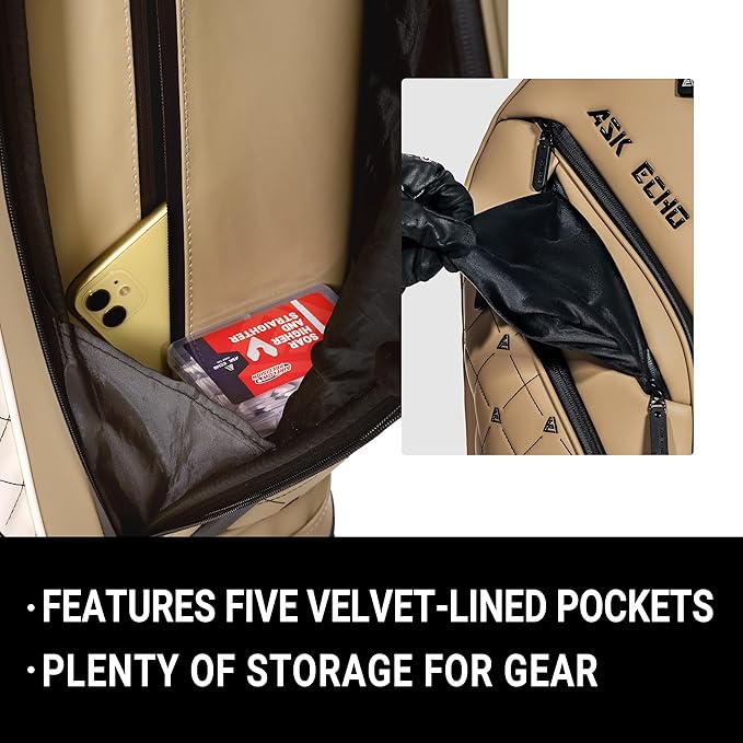 ASK ECHO Soundless Cart Golf Bag with 15 Way Full Length Dividers Golf SLC-130LE Cart Bag