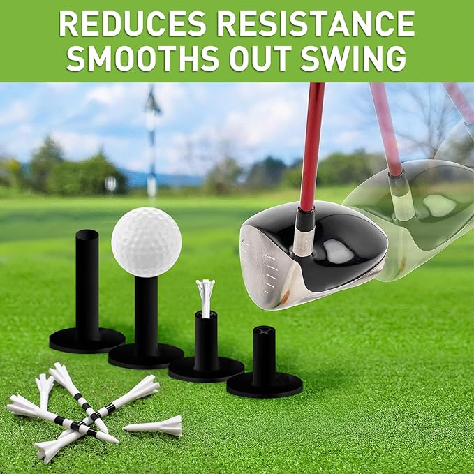 FINGER TEN Golf Rubber Tees Driving Range 3 Inch 1.5'' 2.25'' 2.75'' 3.13'' Tee Holder for Mat 1.5'' 2'' with Plastic Tees Indoor Outdoor Use