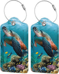2 Pack Sea Turtle Luggage Tags for Suitcases, Cool Leather Luggage Tag for Travel, Bag Tag Privacy Name ID Card Bag Labels for Friends Adults Kids Tourists