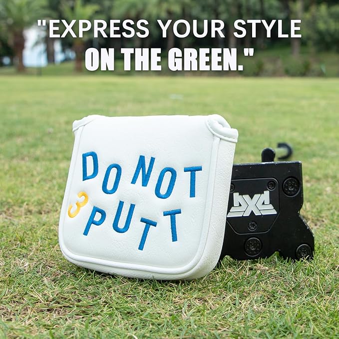 Golf Mallet Putter Cover, Golf Club Cover with Strong Magnetic Closure, PU Leather Waterproof Golf Putter Cover Golf Accessories