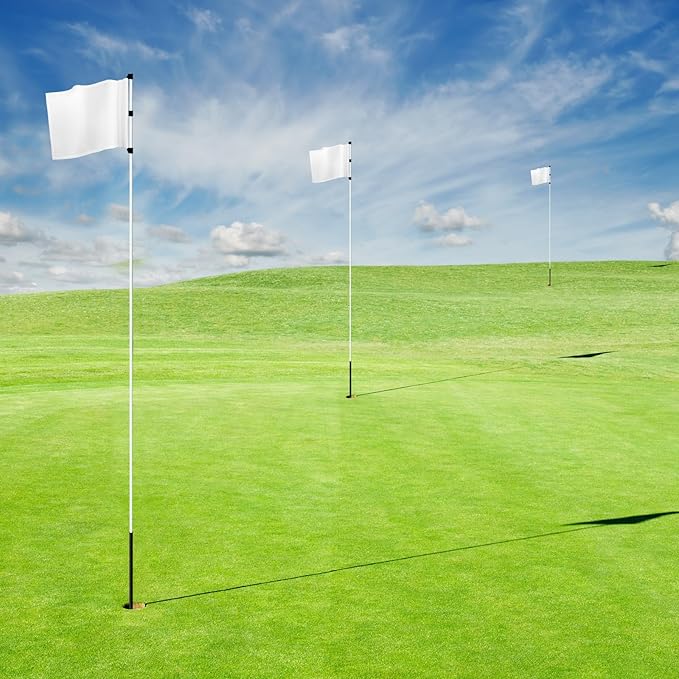 Nuenen 6 Pieces Large Golf Flags with Tube Inserted 20 x 13 Inch 420D Nylon Golf Pin Flags Waterproof Putting Green Pin for Backyard Practice Courses Country Club Garden
