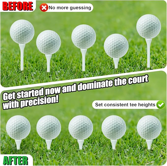 2pcs Golf Tee Height Tool Adjustable T Height Setup - Outdoor Golf Training Aid Precision Tee Height Setter for Consistent and Precise Shots