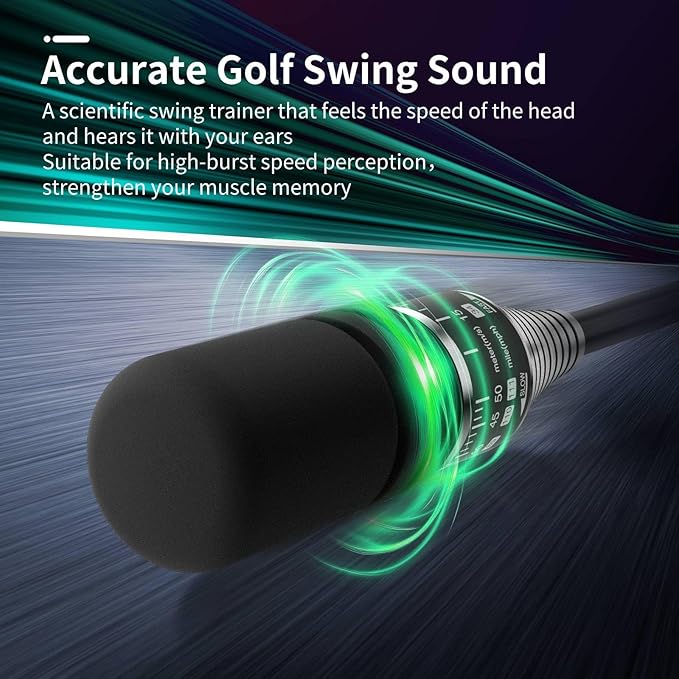 Golf Swing Trainer, Adjustable Rod Head Speed Click Stick Golf Trainer Speed & Tempo Stick for Grip & Warm-Up, Golf Swing Training Aid for Right-Handed with Arm Band