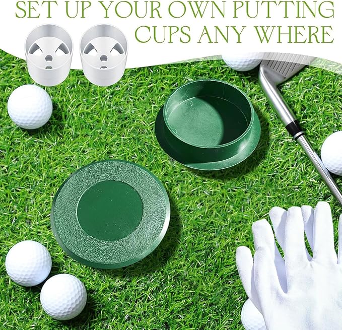 6 Sets Golf Hole Cups with Cover 4'' Putting Green Golf Hole Cup Practice Training Aids for Outdoor Backyard Yard Garden, 6PCS Cup+ 6PCS Lids
