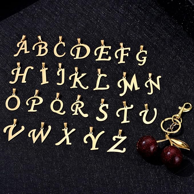 SYNLIN Cherry Keychain with Initial Charm,Personalized Cherry Bag Charm for Women,Alphabet Letter for Luxury Purse Backpack