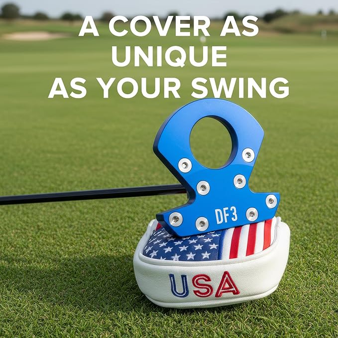 Golf Putter Covers Mallet Putter Headcover for Golf DF3 Putter, USA Putter Cover Magnetic Closure Premium Leather Mallet Putter Covers for 2 Ball Putter