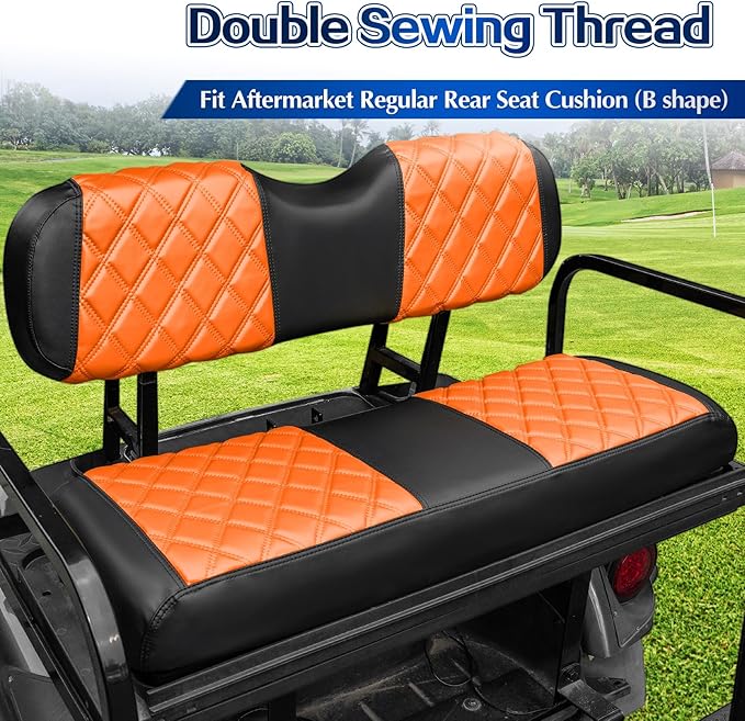NOKINS 4PCS Golf Cart Diamond Seat Covers Kit,Front and Rear Seat Covers Fits for EZGO/Club Car/Yamaha Original Regular Seat Cushion, No Stapler