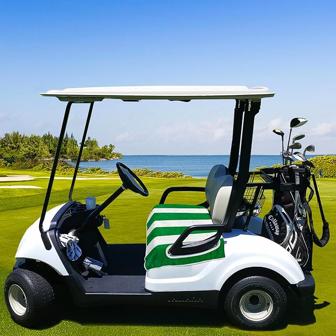 YOKYHOM Golf Cart Seat Covers, Green Golf Cart Seat Towel Blanket Keeps Seat Comfortable and Clean, 100% Microfiber, 51''x 31'', for EZGO, Yamaha, Club Car and More 2-Seat Golf Carts