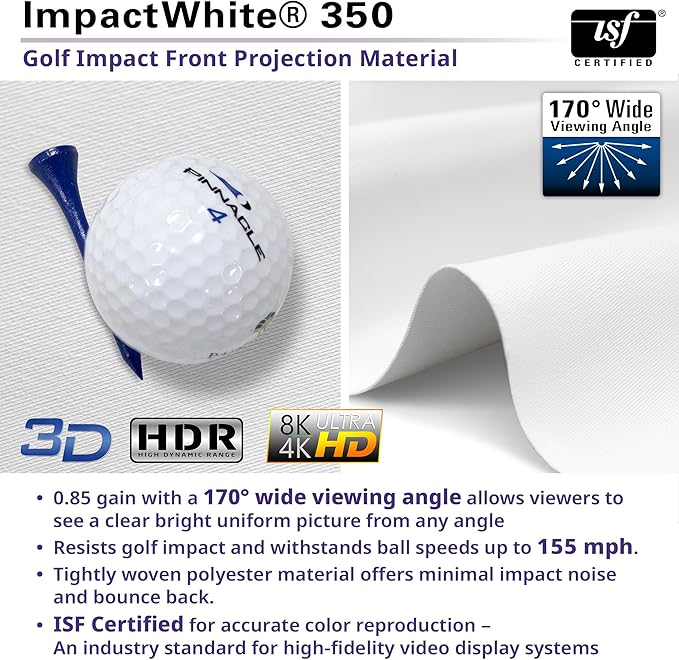 Elite Screens Golf Impact Screen Golf Simulator Impact Screen 8 ft x10 ft, Golf Hitting Screen for Simulator, Enclosed Golf Screen for Training, GolfSim Bay GSP0810-IPW350