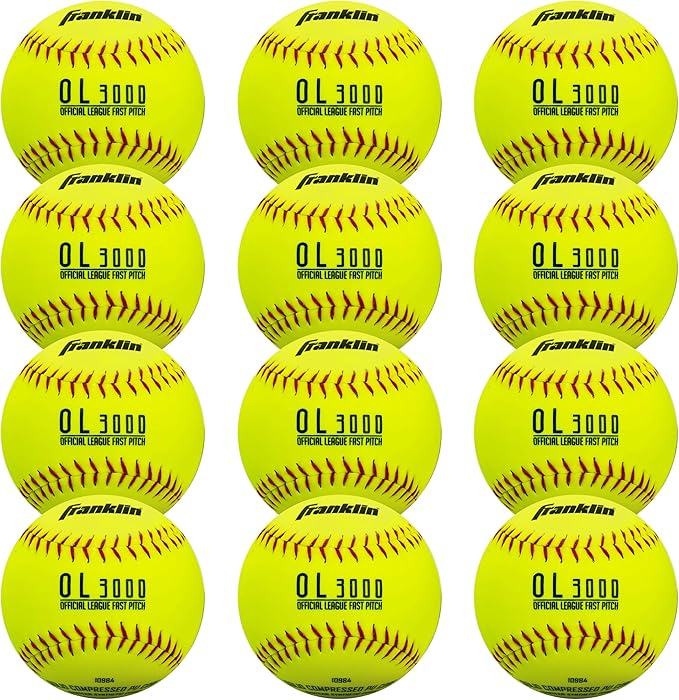 Franklin Sports Official Game Softballs - OL3000 Fastpitch 12" Inch Yellow Softballs - Official Size + Weight Tournament Balls for Practice + Games - 1 Softball