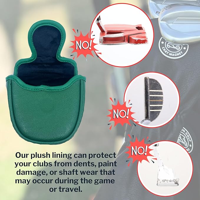 Classic Blade and Mallet Putter Headcovers with Madson Golf Cart Magnet for Secure Positioning and Quick Access, Protective PU Leather Head Covers, Magnetic Golf Accessories