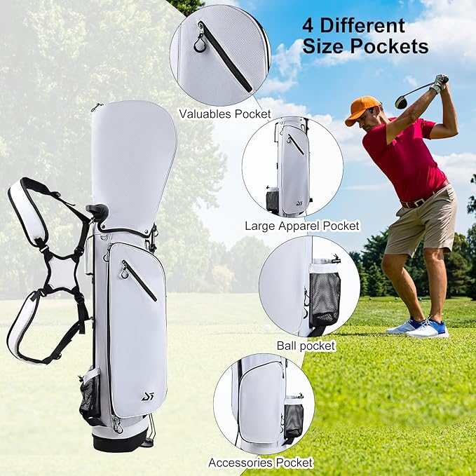 Golf Stand Bag – 2025 Upgraded Version with Cooler Pocket, Glove Patch & Tee Holder, Lightweight Sunday Golf Bag for Men & Women
