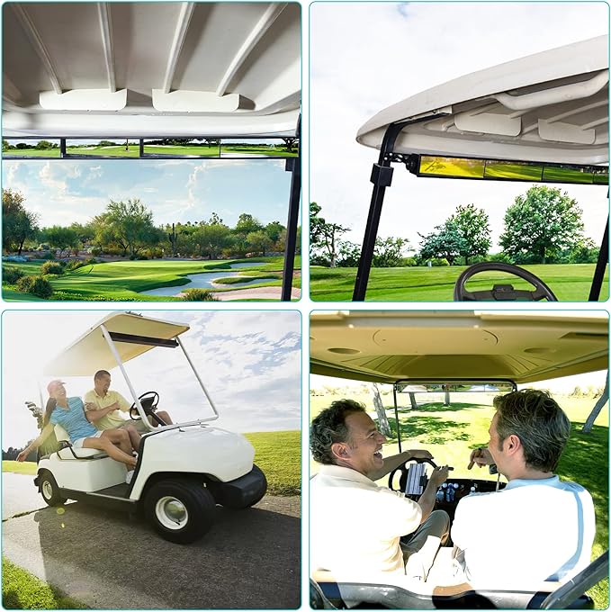 10L0L Golf Cart 4-Panel Wide Angle Rear View Mirror - Universal Fit for Yamaha, Club Car, EZGO, Eliminate Blind Spots