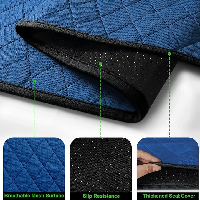 Universal Golf Cart Seat Covers Waterproof Golf Cart Seat Protector with 4 Side Pockets & Anti-Slip Bottom Fits for Most Golf Carts,Fits for EZGO,Club Car,Yamaha and More(Blue with side pockets)