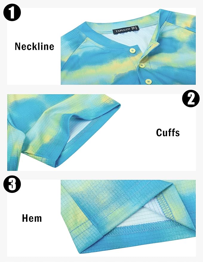 TAPULCO Mens Collarless Golf Shirts Short Sleeve Dry Fit Stretch Casual Breathable Lightweight Tshirts
