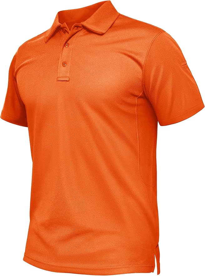 TACVASEN Mens Polo Shirt Short Sleeve Tactical Performance Collared Work Golf Shirts Dry Fit Pique Polos for Summer