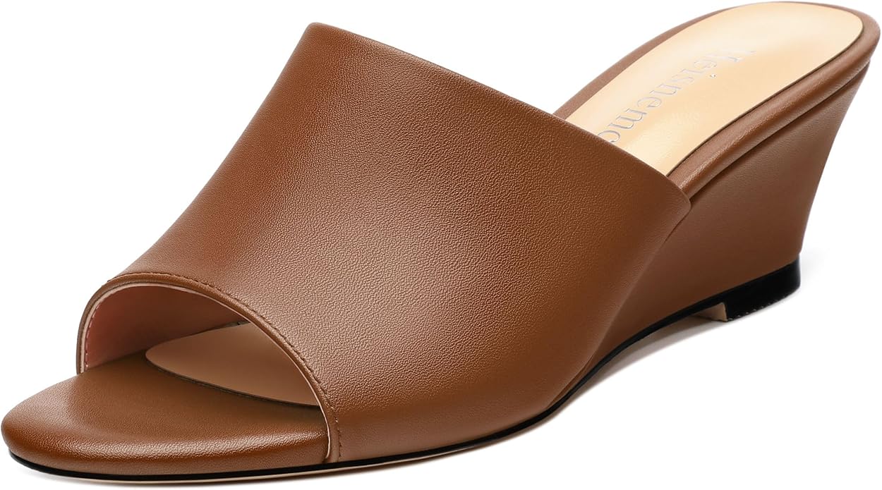 Wedge Sandals for Women Open Toe Wedge Heels Womens Matte High Heel Sandal Round Toe Heeled Wedge Sandals Slip on Casual shoes 2 inch