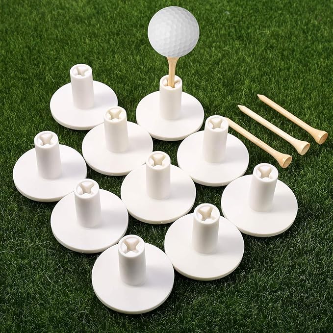 Rubber Golf Holder Set for Driving Range, Rubber Tees Practice for Golf Hitting Mats Outdoor Indoor, 1.5 Inch Holder Tees, Universal with Artificial Turf Golf Mats (10 Set)