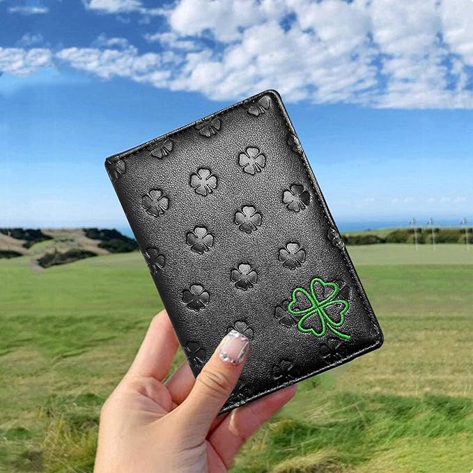 FINGER TEN Golf Scorecard Holder with 2 Free Pencils Value Pack, Premium Leather Yardage Books Cover Weatherproof, Lightweight Portable Score Tracking Accessories for Men Women
