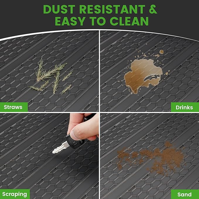 Club Car DS Floor Mat Full Coverage Liner Mats Replacement Non-Slip Heavy-Duty 6mm Rubber Design, Easy to Clean, Fits Club Car DS 1982-2013 / Villager 1982-2018, Black with Red