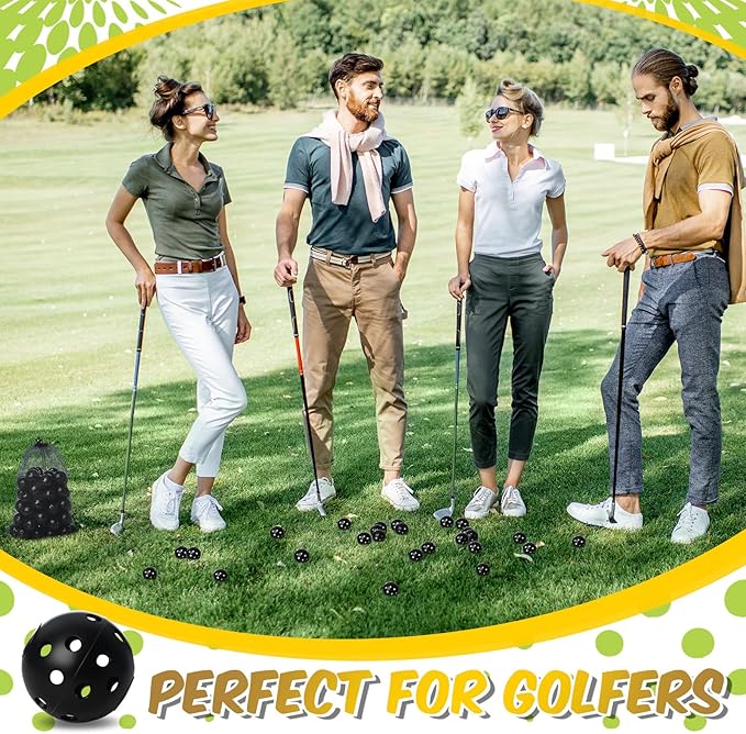 80 Pack Practice Golf Balls Limited Flight 42 mm Golf Training Airflow Hollow Plastic Ball for Women Men Indoor Outdoor Driving Range Swing Practice Home