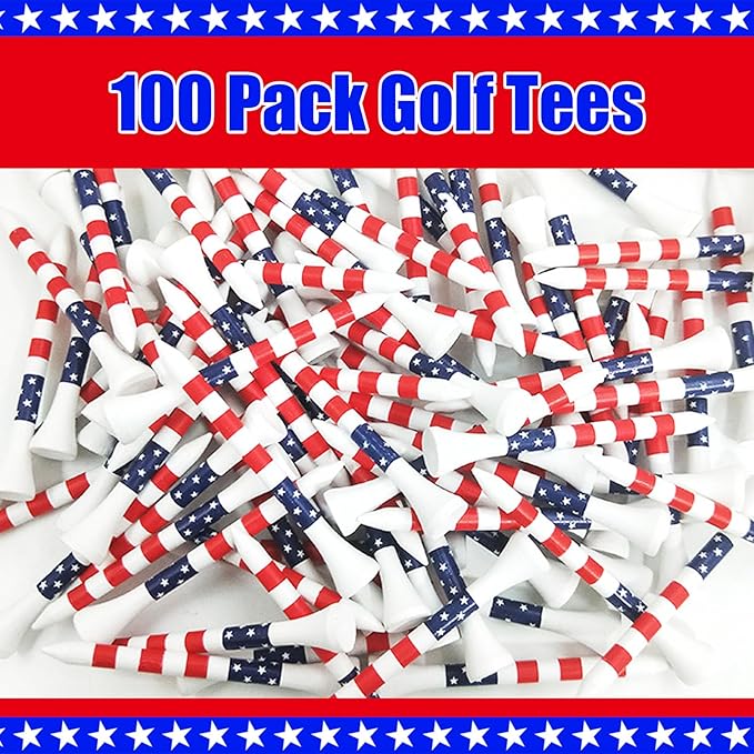 Dukars 3-1/4" Performance Golf Tees, Stars and Stripes, 100 Count