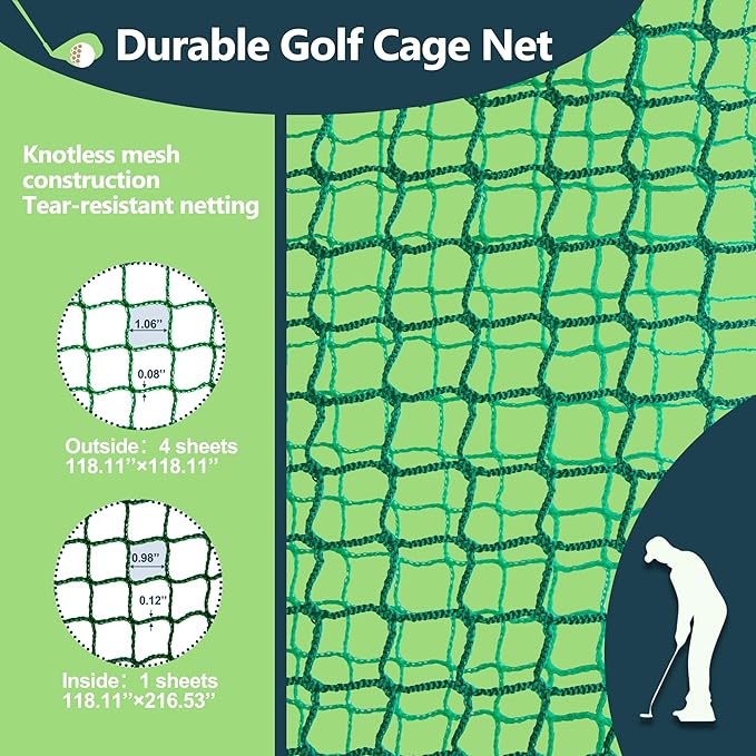 Golf Net Cage, 10X10X10FT Metal Frame Golf Simulators for Home and Backyard, Indoor & Outdoor Hitting Net, Black