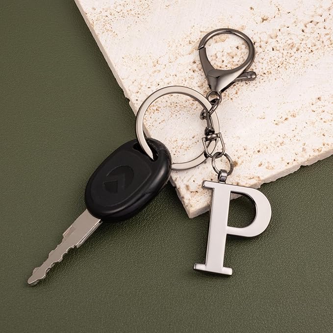 LAXPICOL Gold Letter A-Z Keychain for Women Bag Charms Purse Charms For Handbags Metal Alphabet Initial Letter Keychain