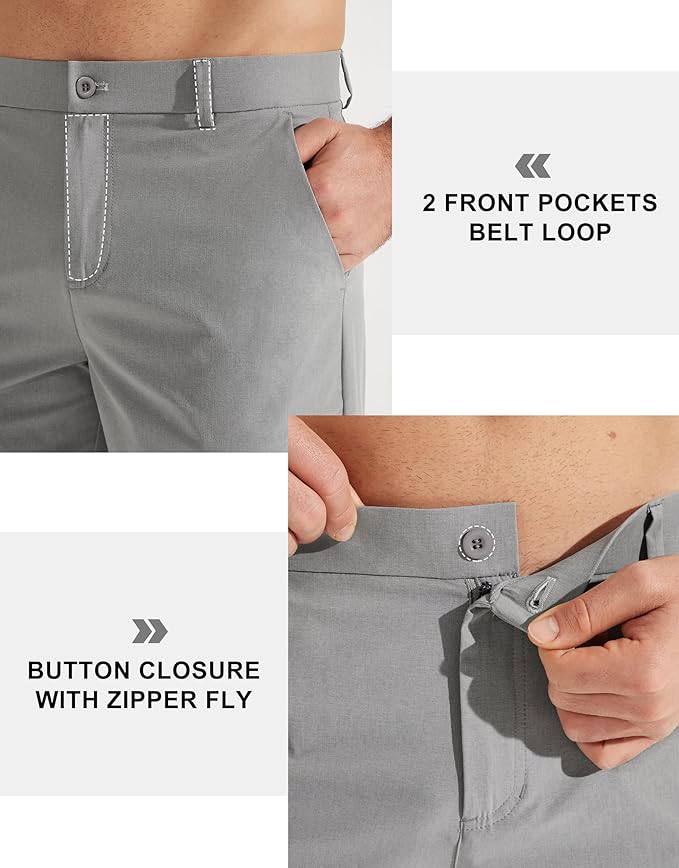 Libin Mens Golf Pants Stretch Work Dress Pants 30"/32"/34" Quick Dry Lightweight Casual Comfy Trousers with Pockets