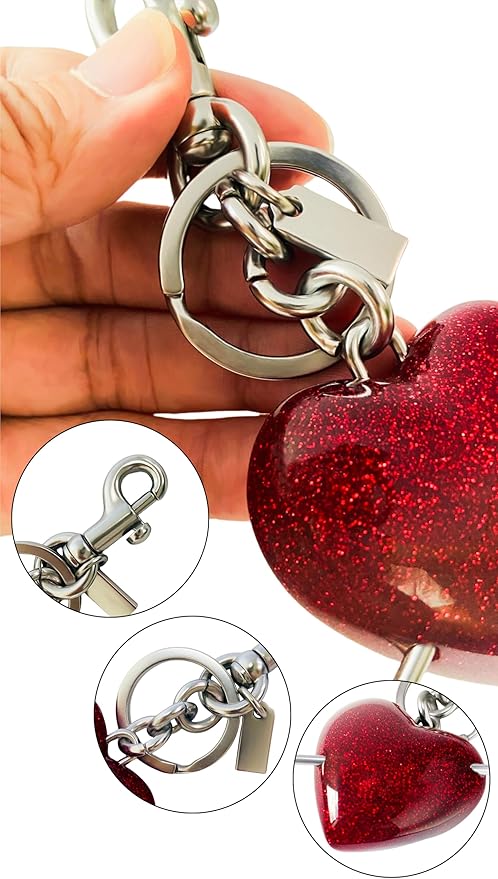 Heart Bag Charm,Cute Bowknot Bag Charm Keyring Heart Keychain Bag Accessories for Women