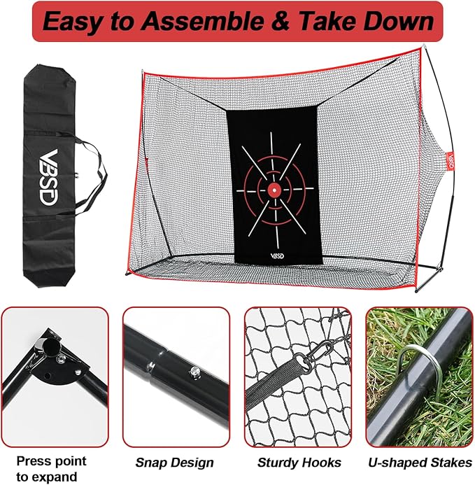 10x7ft Golf Practice Net for Backyard Driving, All-in-1 Outdoor Indoor Hitting Net, Mat, 7 Tees, 6 Balls for Training, Golf Gifts for Men Dad Him Golfer