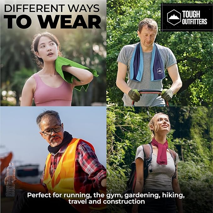 Tough Outdoors Cooling Towel - Cooling Towels for Neck & Face - Ice Wrap & Sweat Rag for Camping Gym Yoga & Sports - Workout Towel for Gym Sweat - Cool Towels for Extreme Heat