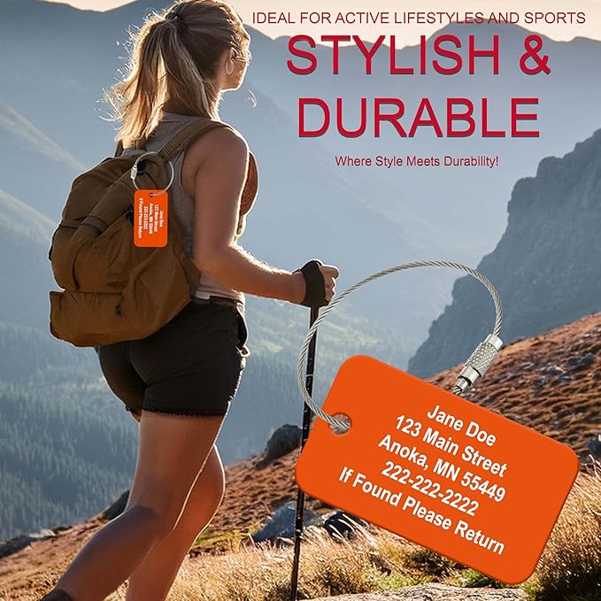 High Visibility Multi Pack Customized Tavel ID Tag - Luggage Tag - Golf Bag ID - Personalized ID Travel Tag - Imprinted Luggage Tag - Luggage, Bikes, Sport Equipment and More. (6)