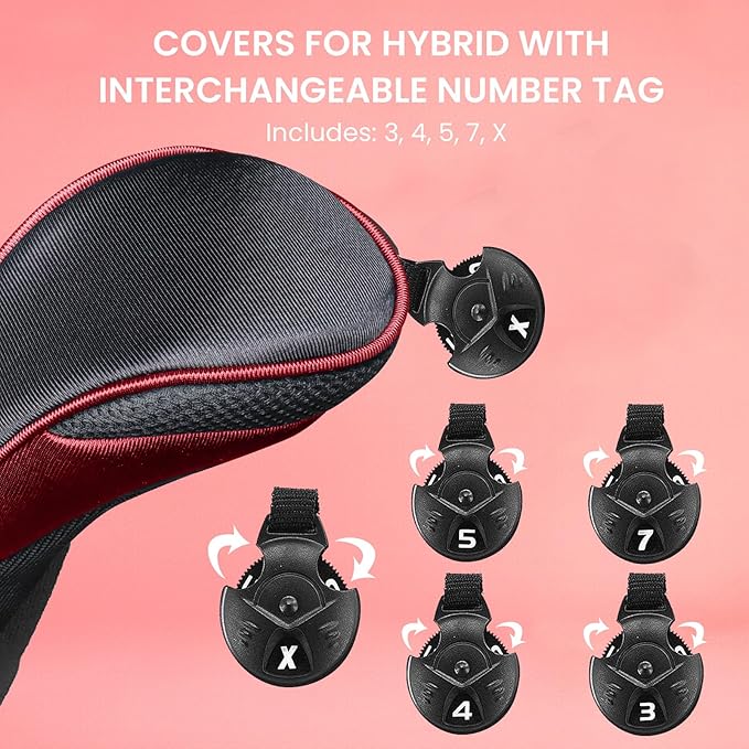 FINGER TEN Golf Club Head Covers for Hybrids Long Headcover Interchangeable Accessories for Ultimate Club Protection