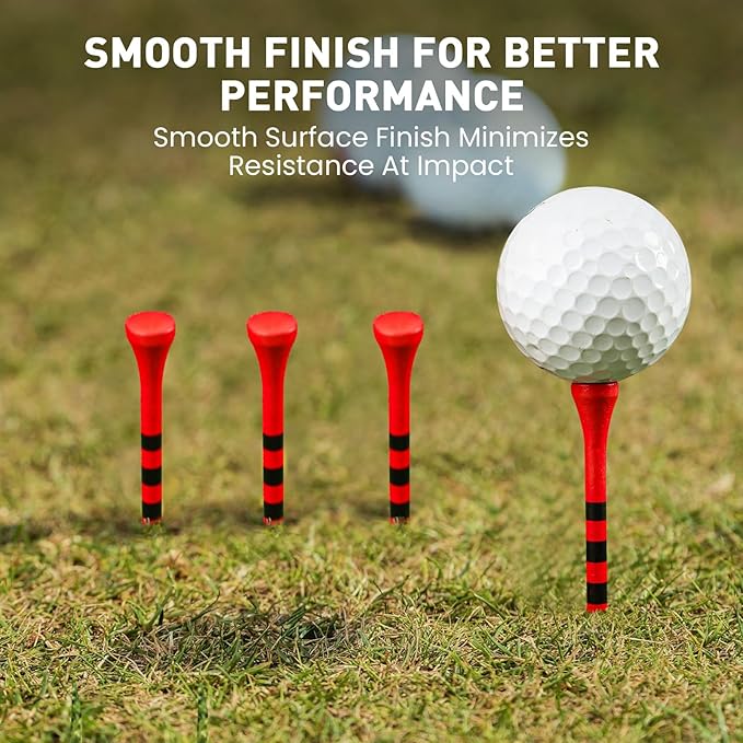 FINGER TEN Golf Tees Wood 3 1/4 2 3/4 Inch Value 50/120 Count, Durable Tees with Bright Colored Stripes for Consistent Height, 70mm 83mm Long Tees Ideal for Golfers