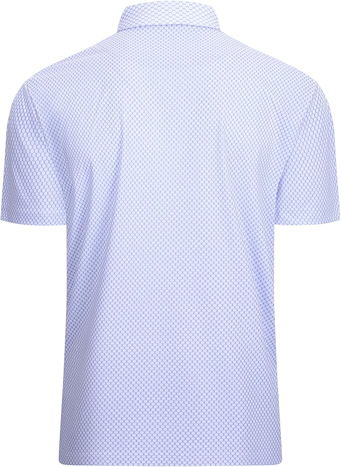 Alex Vando Mens Golf Shirt Moisture Wicking Classic Print Golf Shirts for Men