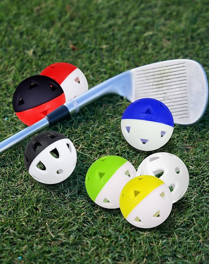 70 Pack Practice Golf Balls, 42mm Rubber Golf Training Ball, Hollow Airflow Limited Flight, Mini Soft Plastic Balls for Home Putting or Backyard Swing, Driving Range Indoor or Outdoor, Women & Men