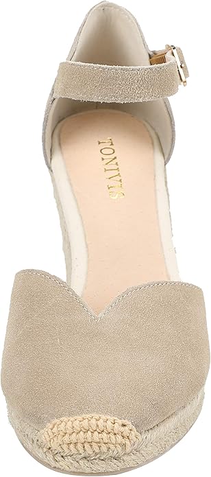 Platform Wedges Sandals for Women, 3" Wedge, Ankle-Strap, Cap Toe, Summer Espadrilles Heel Shoes