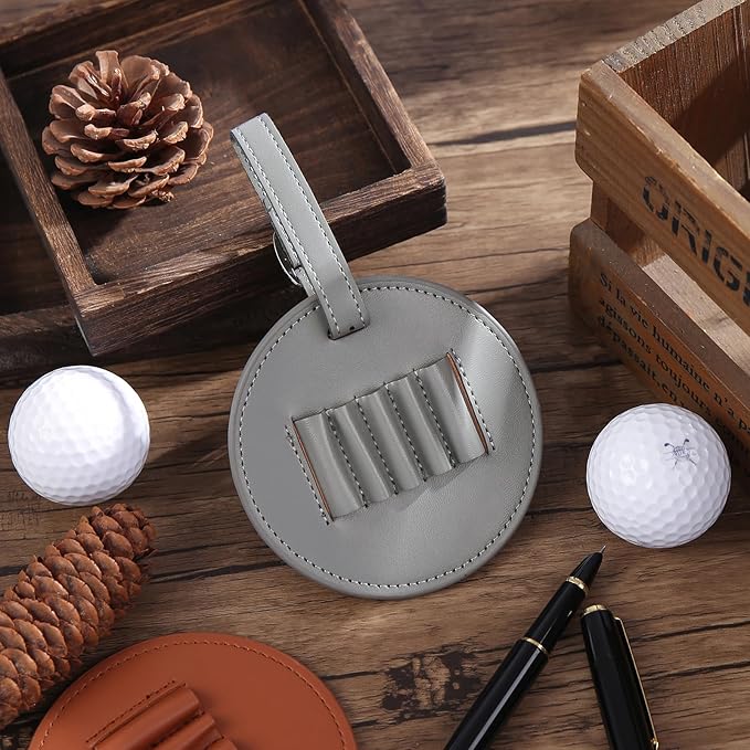 Personalized Golf Bag Tag with Tees Custom Name & Pattern Leather Golf Tee Holder with Gift for Dad