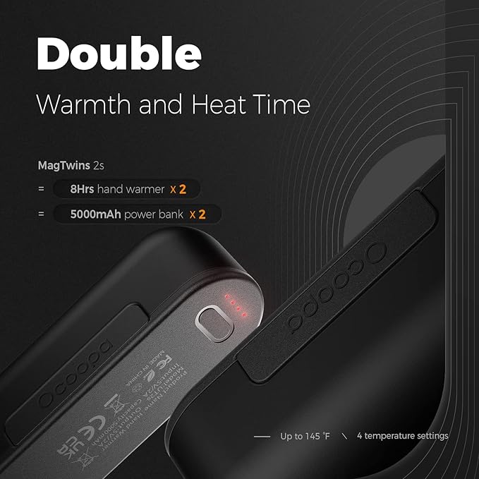 OCOOPA Hand Warmers Rechargeable 2 Pack, Magnetic Electric Handwarmer, 16 Hrs Warmth 4 Levels Heat Up to 145℉, USB-C Portable Charger 10000mAh, Raynauds, Golf, Tech Gifts for Men, Union UT2s(MagTwins)