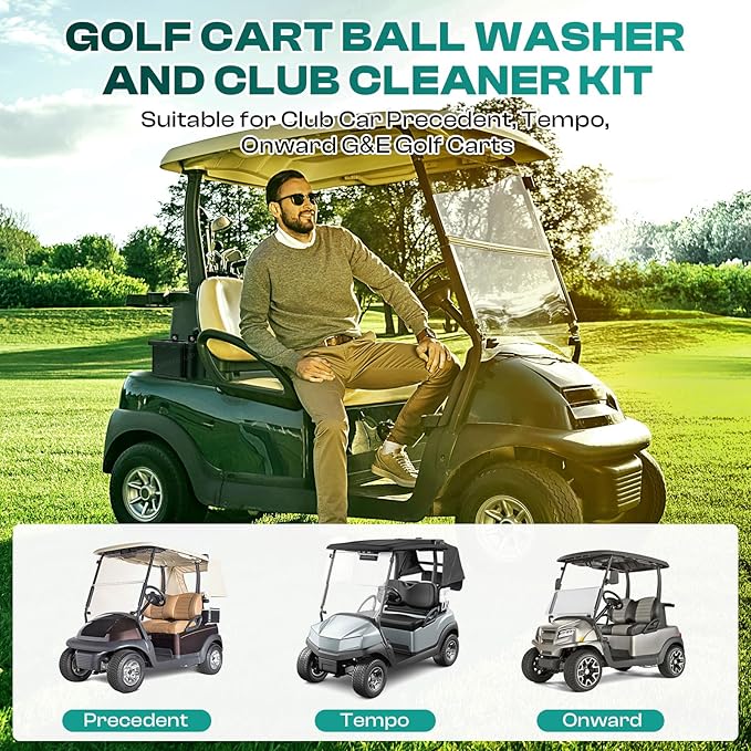 Drive-up Golf Cart Ball Washer and Club Cleaner Kit, Club Cart Golf Ball Cleaner and Club Head Washer, Suitable for Club Cart Precedent, Tempo, Onward Gas and Electric Golf Carts, OEM 103662801