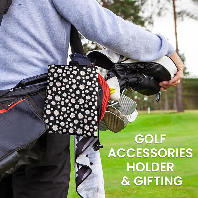 FINGER TEN Golf Pouch Bag for Valuables Tee Color with 4 Golf Pencil Pack, Zippered Pocket Gear Clip Hook to Bag