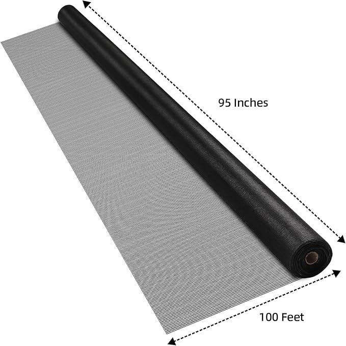 Patio Porch Screen Mesh Roll - 95"x100', Easy-to-Cut Porch Screen Mesh Roll for Patio, Pool, Durable Patio Screen Mesh Replacement