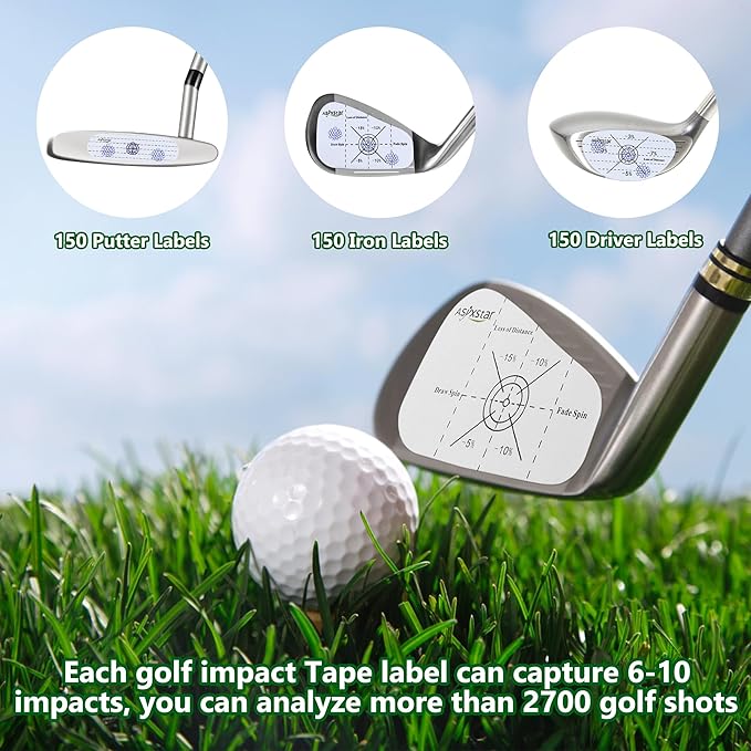 Golf Impact Tape - Golf Impact Stickers for Golf Clubs Golf Training aid,Self-Teaching Sweet Spot and Shot Consistency Analysis, Golf Club face Impact Tape for Woods Irons and Putters