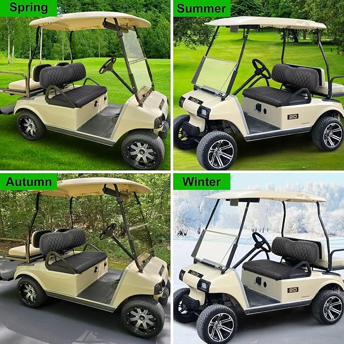 Club Car DS Seat Covers, Golf Cart Seat Covers for Club Car DS OEM Ordinary Seat-Thick Premium Marine Leather Custom Diamond Comfortable/Anti-Scratch/Anti-Fading/Easy to Install