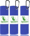 3 Pack 16" X 16" Waffle-Pattern Golf Towels with Carabiner Clip, Super Absorbent Microfiber, Sky Blue