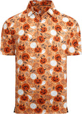 Esabel.C Golf Shirts for Men Dry Fit Performance Short Sleeve Print Moisture Wicking Collared Shirt